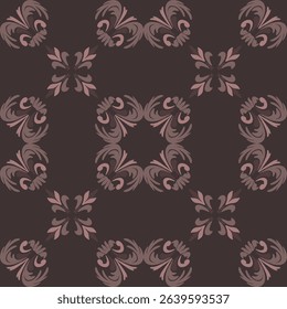 Seamless vintage damask floral tile design in dark brown and earthy tones, perfect for textile prints and home decor.