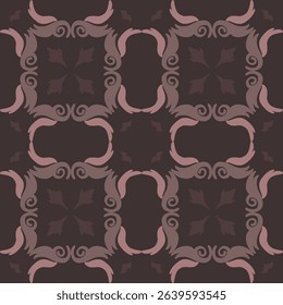 Seamless vintage damask floral tile design in dark brown and earthy tones, perfect for textile prints and home decor.