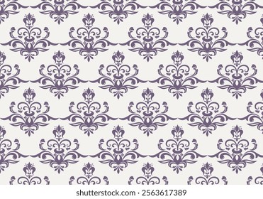 Seamless vintage damask floral wallpaper design with baroque ornament and Victorian retro texture