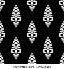 Seamless vintage damask pattern with traditional Asian design elements