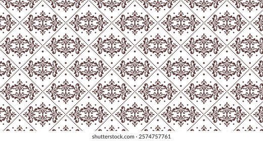 Seamless vintage damask tile pattern in soft pastel colors with ornate floral elements, suitable for wallpaper, textile design, interior decoration, packaging and elegant decorative projects.