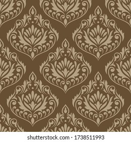 Seamless vintage damask vector wallpaper