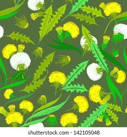 Seamless vintage of dandelions.