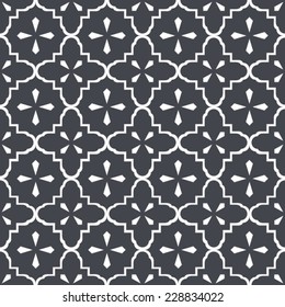 Seamless vintage doily pattern in dark charcoal grey over white