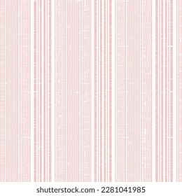 Seamless vintage farmhouse style stripes texture. Woven linen cloth pattern pink background. Line striped closeup weave fabric for kitchen towel material. Pinstripe fiber picnic table cloth