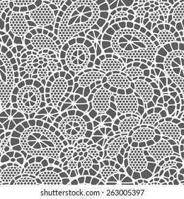 Seamless Vintage Fashion Lace Pattern With Abstract Flowers.