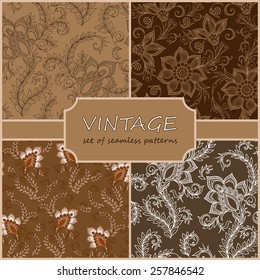 Seamless Vintage Floral Background Collection. Vector background for textile design. Wallpaper, background, repeating pattern.