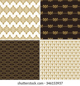 Fondo floral vintage inmaculado. Vector de oro real y patrón negro. Diseño oriental y tapicería barroca