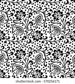 Seamless Vintage Floral Black White Pattern Stock Vector (Royalty Free ...