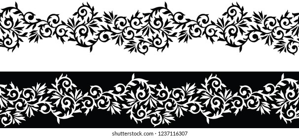 Seamless vintage floral border