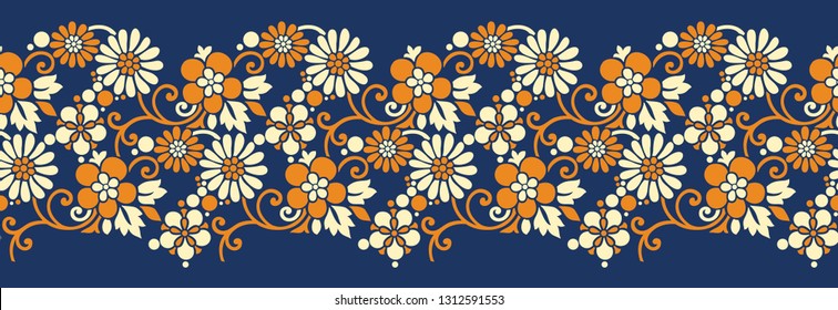 Seamless vintage floral border