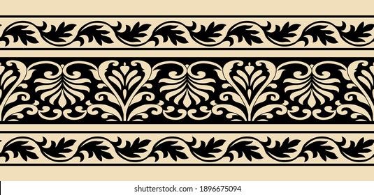 Seamless vintage floral border design