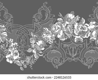 Seamless vintage floral lace pattern