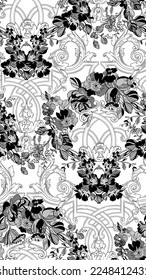 Seamless vintage floral lace pattern