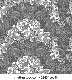 Seamless vintage floral lace pattern