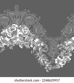 Seamless vintage floral lace pattern