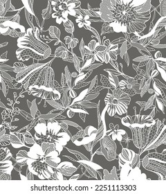 Seamless vintage floral lace pattern