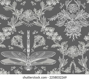 Seamless vintage floral lace pattern