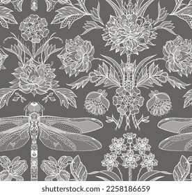 Seamless vintage floral lace pattern