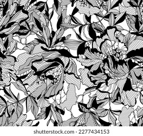 Seamless vintage floral lace pattern