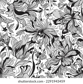 Seamless vintage floral lace pattern