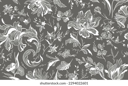 Seamless vintage floral lace pattern