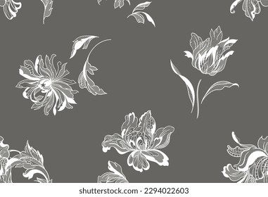 Seamless vintage floral lace pattern