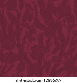 Seamless vintage floral marsala pattern