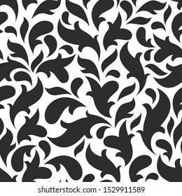 Seamless vintage floral ornament. Vector baroque background for textile design. Wallpaper, background, repeating pattern. Black and white