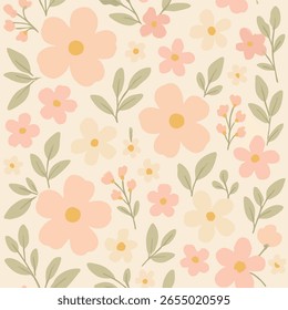 Padrão floral vintage perfeito no estilo de pintura digital 2D. Tons suaves. Adequado para impressão de fundo e design têxtil