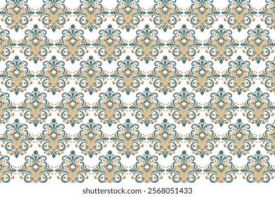 seamless vintage floral pattern with abstract botanical elements and ethnic ikat motifs for fabric, textile, wallpaper, and fashion design ideas