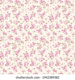 Motif floral harmonieux vintage. Belles fleurs roses claires et mauves sur fond blanc. Fleurs délicieuses dans un style moderne. Stock image vectorielle pour les impressions sur la surface. 
