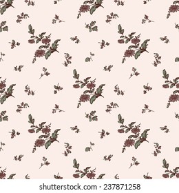 Seamless vintage floral pattern, brown flower decorative elements