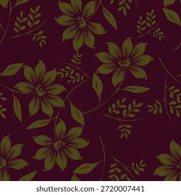 Padrão floral vintage sem costura com flores delicadas e folhas para uma impressão de moda têxtil de tecido decorativo ou design de papel de parede
