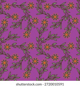 Patrón floral vintage sin fisuras con flores y hojas delicadas para un diseño de Fondo de pantalla o estampado de moda textil de tela decorativa
