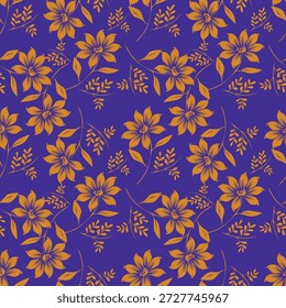Seamless vintage floral pattern with delicate flowers and leaves for a decorative fabric textile fashion print or wallpaper design
