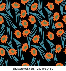 Seamless vintage floral pattern with delicate flowers and leaves for a decorative fabric textile fashion print or wallpaper design