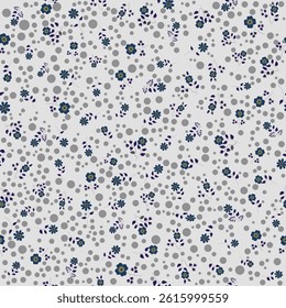 Seamless vintage floral pattern. Ditsy floral over light gray background. Tiny small blue flower pattern for fashion design, gift wrapping, printing on fabrics and surface. vector illustration eps.