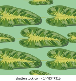 seamless vintage floral pattern. Exotic leaves. Botanical classic illustration. Green