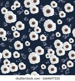 Diseño floral vintage sin inconvenientes para el envoltorio de regalo y el diseño de tela. Anemones