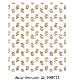 Seamless Vintage Floral Pattern – Hand-Drawn Cute Flowers on White Background