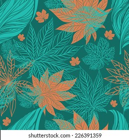 Seamless vintage floral pattern with leafs (From my big "Seamless collection") 