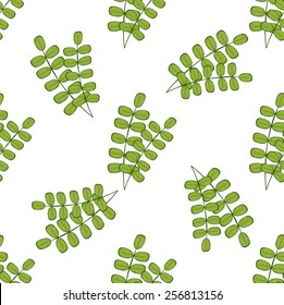 Seamless vintage floral pattern with leafs on white background
