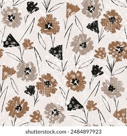 seamless vintage floral pattern on textures background