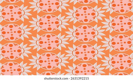 Seamless vintage floral pattern with orange and yellow flowers, leaves, and spring nature texture for fabric or wallpaper design