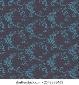 Seamless vintage floral pattern with ornate leaves and swirls for wallpaper and textile design