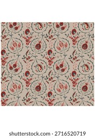 Seamless vintage floral pattern with ornate botanical motifs