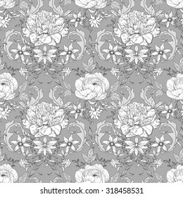 Seamless vintage floral pattern; retro background