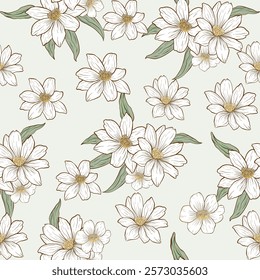 Seamless vintage floral pattern vector for wallpaper, textile decoration.