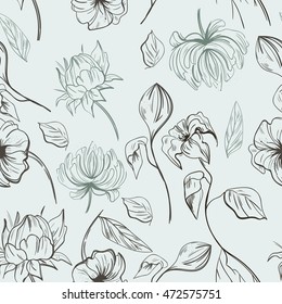 Seamless vintage floral pattern.Easy to edit.For invitations or announcements.